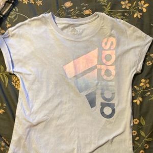 SZ med 10-12 girl Adidas Blue short sleeve tee